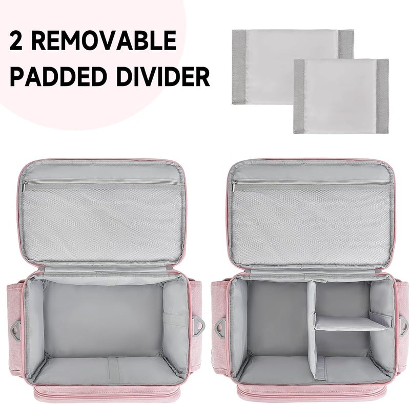LEFORZ Large Sewing Supplies Organizer Storage Bag,Double-Layer Protable Travel Sewing Basket for Sew Accessories & Tools,Pink(Bag Only) - Image 4